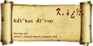Kókai Áron névjegykártya